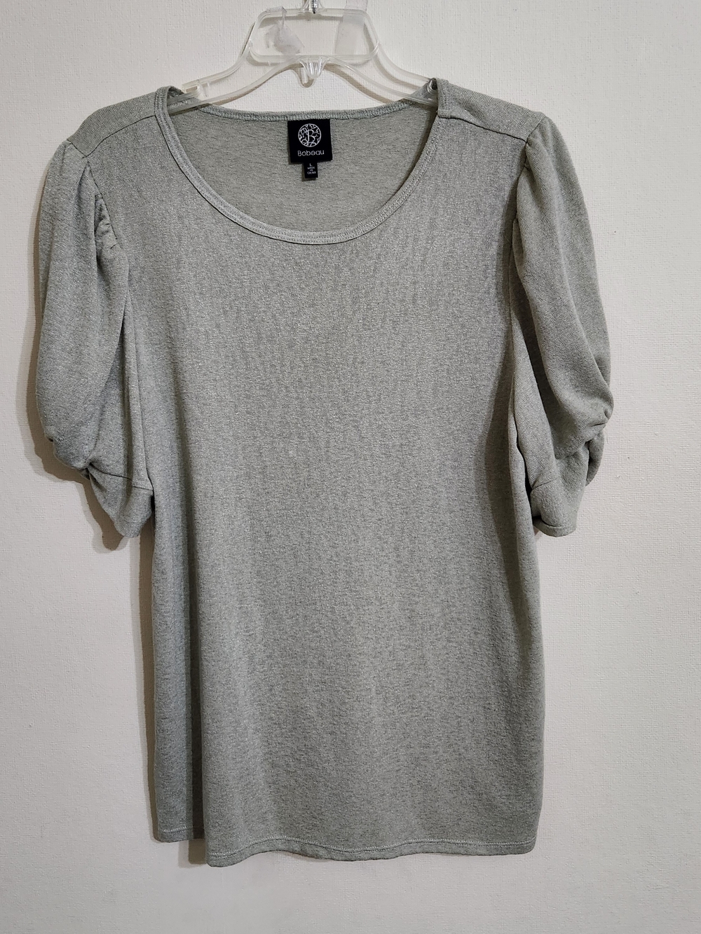bobeau Heather Gray Puff Sleeve Scoop Neck Tee